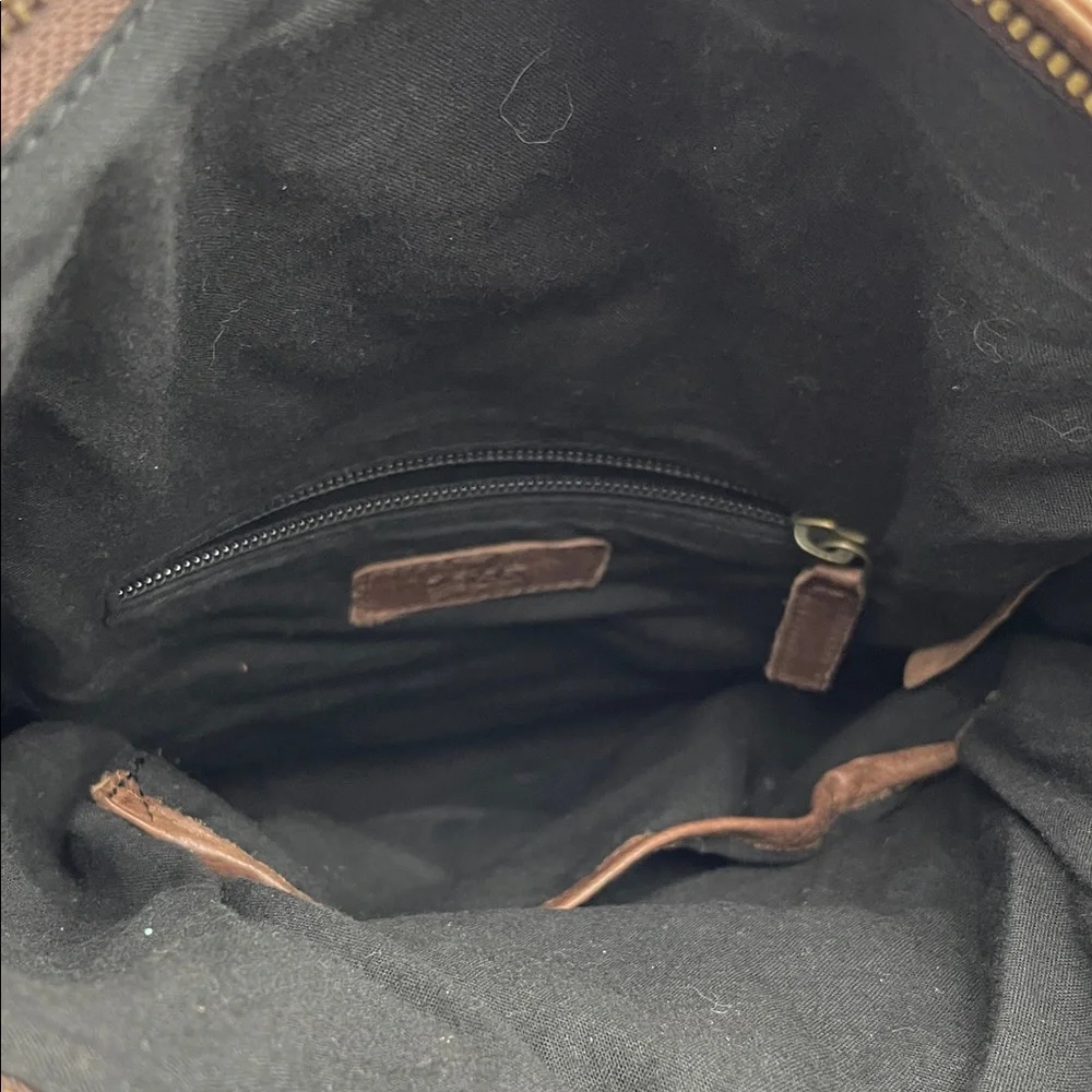 FRYE AND CO. Brown Leather Crossbody with Stud Accents